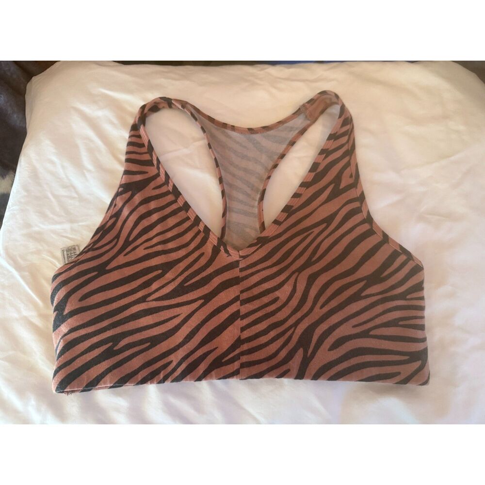 Victoria's Secret PINK Racerback Zebra print Sports Bra Size Medium EUC